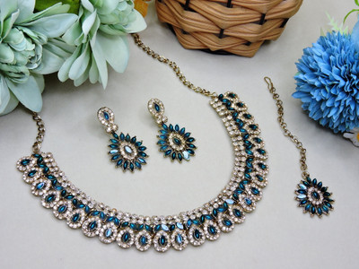VATSALYA creation Alloy Gold-plated Blue, Gold Jewellery Set(Pack of 1)