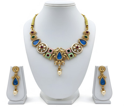 Rajasthankundan Alloy Gold-plated Multicolor Jewellery Set(Pack of 1)