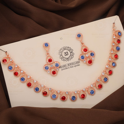 brado jewellery Brass Gold-plated Rose Gold, Blue, Red Jewellery Set(Pack of 1)