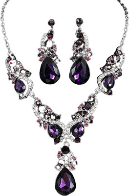 Gehney joy of jewels Alloy Silver Purple Jewellery Set(Pack of 1)