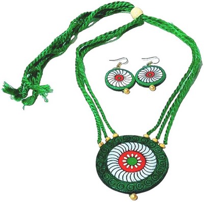 fashweave Terracotta Green Jewellery Set(Pack of 1)