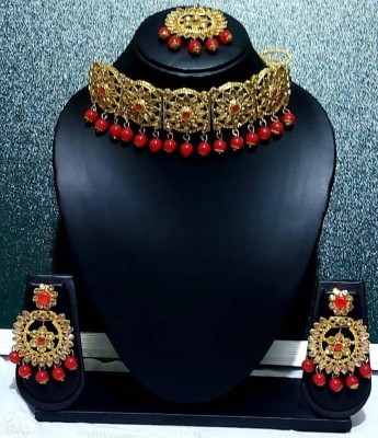 sharmililook Alloy Gold-plated Maroon Jewellery Set(Pack of 1)