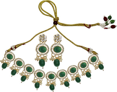 Nifty Alloy Gold-plated Green Jewellery Set(Pack of 3)