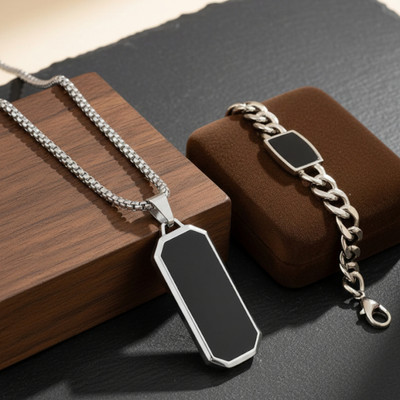 kazare Alloy Rhodium Black, Silver Jewellery Set(Pack of 2)