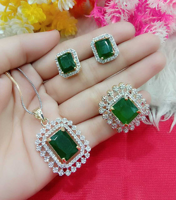 DENICRAAS Alloy Gold-plated Red Jewellery Set(Pack of 1)