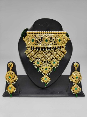 rajputijewels Brass Gold-plated Green Jewellery Set(Pack of 3)