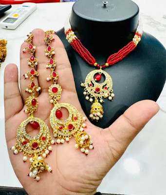 Dado sutho Alloy Gold-plated Red Jewellery Set(Pack of 3)