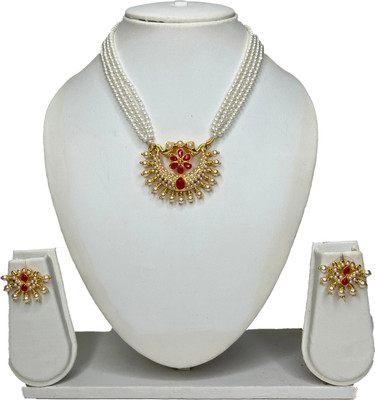 ALANKARSTORE Alloy Gold-plated White Jewellery Set(Pack of 1)