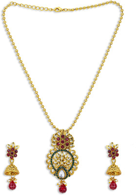 Sukkhi Alloy Gold-plated Red Jewellery Set(Pack of 3)