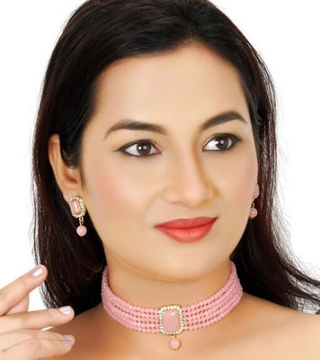 Padmavati Bangles Alloy Gold-plated Pink Jewellery Set(Pack of 1)