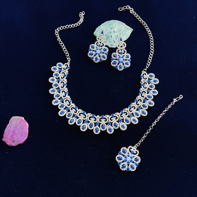 VATSALYA creation Alloy Gold-plated Blue Jewellery Set(Pack of 1)