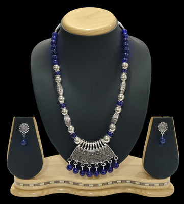HARIHARA FASHION Oxidised Silver Blue Jewellery Set(Pack of 1)