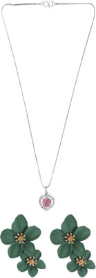 Gauri Fashions Stone Silver, Green Jewellery Set(Pack of 1)