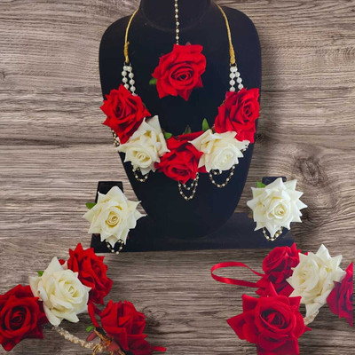 Sanskriti Creations Fabric Red, White Jewellery Set(Pack of 1)