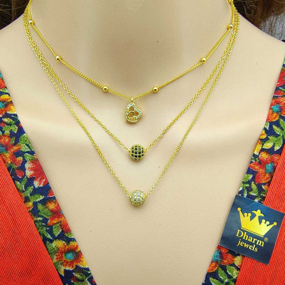 Dham Jewels Alloy Gold-plated Gold Jewellery Set(Pack of 3)