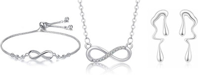 Nilu's Collection Copper Silver Silver Jewellery Set(Pack of 3)