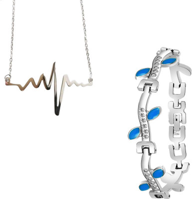Bellina Alloy Silver, Blue Jewellery Set(Pack of 1)