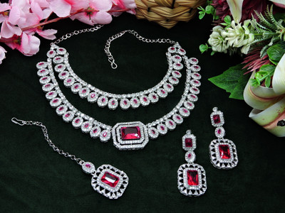 VATSALYA creation Alloy Gold-plated Pink Jewellery Set(Pack of 1)