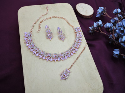 VATSALYA creation Alloy Gold-plated Purple Jewellery Set(Pack of 1)