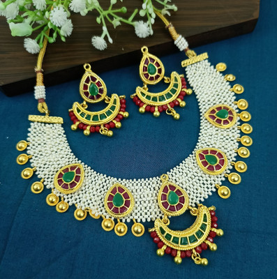 Om jewels Alloy Gold-plated Multicolor Jewellery Set(Pack of 1)