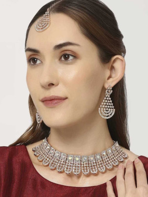 RINA ENTERPRISES Alloy Rhodium Silver Jewellery Set(Pack of 1)