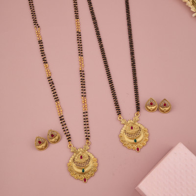 suvarn palace Brass Gold, Black Jewellery Set(Pack of 2)