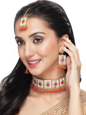 Sukkhi Alloy Gold-plated Red Jewellery Set(Pack of 1)
