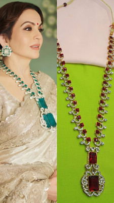 Jewelery Mart Alloy Gold-plated Maroon Jewellery Set(Pack of 1)