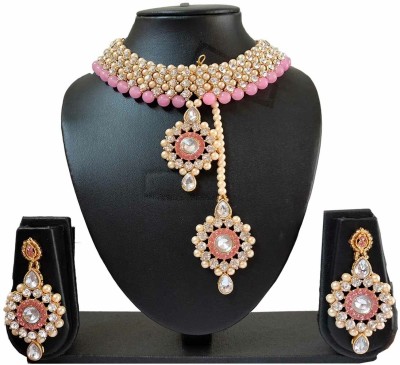 ANRA JEWEL Mother of Pearl, Alloy Gold-plated Pink Jewellery Set(Pack of 1)