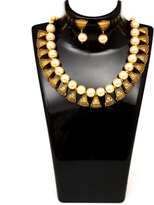 house of common Alloy Gold-plated White, Gold Jewellery Set(Pack of 1)