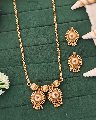 Oye Kudiye Alloy Gold-plated Red Jewellery Set(Pack of 1)