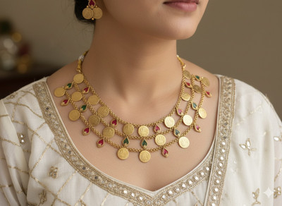 Vadhu jewels Brass Gold-plated Gold Jewellery Set(Pack of 1)