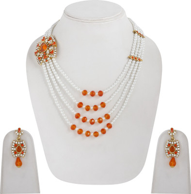 STYYLO FASHION Alloy Gold-plated Gold, Orange, White, Multicolor Jewellery Set(Pack of 1)