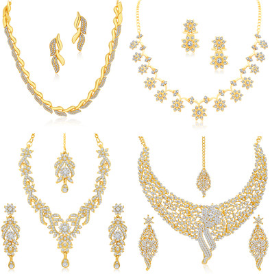 Sukkhi Alloy Gold-plated Silver Jewellery Set(Pack of 4)