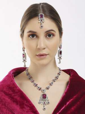 VATSALYA creation Alloy Gold-plated Pink Jewellery Set(Pack of 3)