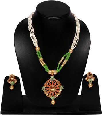 Uniquedezines Metal, Alloy Gold-plated Gold, Green, White Jewellery Set(Pack of 1)