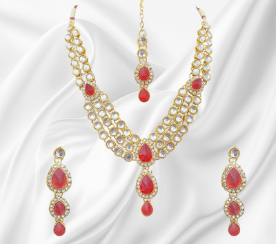 Chrishan Alloy Gold-plated White, Red Jewellery Set(Pack of 1)
