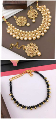 Shree Jai Sai Art Alloy Gold-plated White Jewellery Set(Pack of 1)