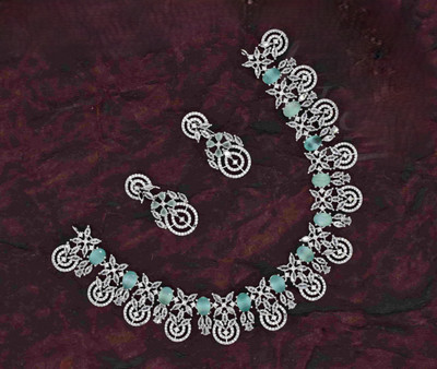 gvg Alloy Rhodium Green Jewellery Set(Pack of 2)