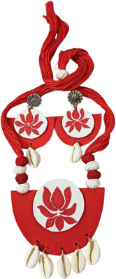 Soundarya boutique Fabric White, Red Jewellery Set(Pack of 1)