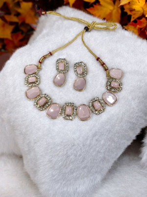 R A Enterprises Alloy Gold-plated Pink Jewellery Set(Pack of 3)