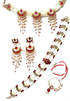 NIKYANKA Brass Gold-plated Pink, White Jewellery Set(Pack of 1)