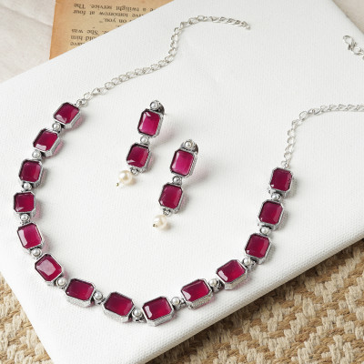 Teejh Alloy Red Jewellery Set(Pack of 2)