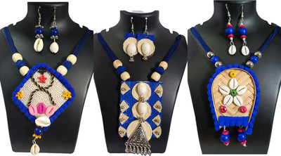 Loknath Handcraft Fabric Multicolor Jewellery Set(Pack of 3)