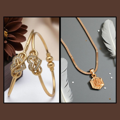 REEWAZIMPERIAL Brass Gold-plated Gold Jewellery Set(Pack of 2)