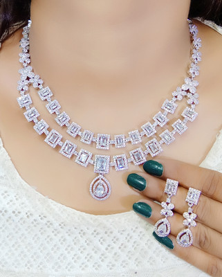 DENICRAAS Alloy Silver White Jewellery Set(Pack of 1)