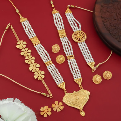 PARTICIAO Alloy Gold-plated Gold Jewellery Set(Pack of 3)