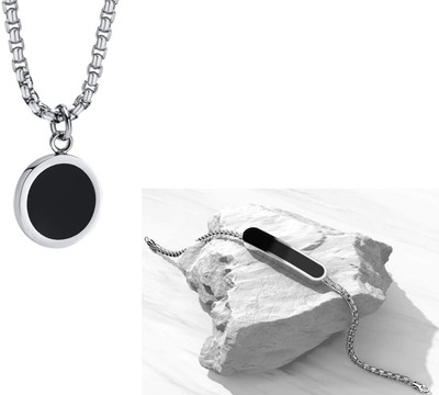 Rgulus Alloy Rhodium Black, Silver Jewellery Set(Pack of 2)