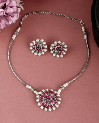 Anamya Collections Alloy Pink Jewellery Set(Pack of 1)