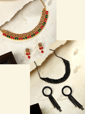 ASMITTA Jewellery Alloy Gold-plated Gold, Black Jewellery Set(Pack of 2)